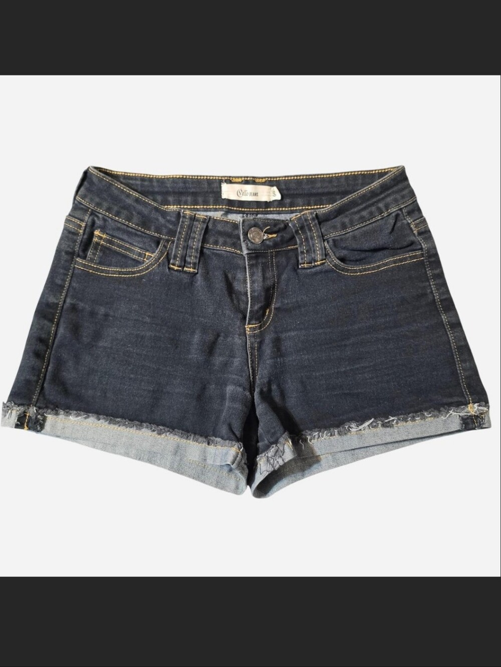 Cello Dark Wash Denim Cuffed Shorts - Women's Size S (Stretch Low Rise)